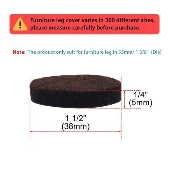 1/2" Self-stick Round Non-slip Felt Pads Floors Protect Brown 50 Pack - Picture 2 of 6